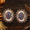 Bohemian Handmade Glass Seed Beads Oval Stud Earrings TF1535-1