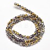 Faceted Round Half Plated Electroplate Glass Beads Strands EGLA-J130-HP04-2