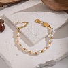 304 Stainless Steel & Natural Freshwater Pearl Beaded Bracelets for Women BJEW-B162-02G-2
