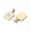Ion Plating(IP) 304 Stainless Steel Pave Shell Pendants X-STAS-G327-01G-R-2