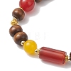 Natural Amethyst & Green Aventurine & Whide Jade & Carnelian & Dyed Malaysia Jade & Wood Beaded Stretch Lucky Bracelets BJEW-JB13291-3