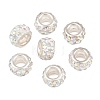 Polymer Clay Rhinestone European Large Hole Beads with Silver Color Plated Brass Cores X-FPDL-R002-15-2