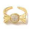 Candy Brass Micro Pave Clear Cubic Zirconia Open Cuff Rings RJEW-U008-24G-2