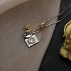 Brass Crystal Rhinestone Enamel Earth Airplane Camera Pendant Necklaces for Women WGA9EC1-01-1