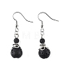Natural Lava Rock Bead Dangle Earrings EJEW-JE02144-01-3