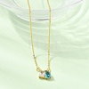 Brass Pave Cubic Zirconia Rectangle & Teardrop Pendant Cable Chain Necklaces KK-CBAB173-05G-05-3