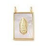 Brass Pave Natural White Shell Pendants KK-S522-02D-G-1