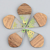 Transparent Resin & Walnut Wood Pendants RESI-S389-035A-D01-1