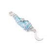 3Pcs 3 Styles Electroplated Natural Quartz Crystal Nuggets Copper Wire Wrapped Pendants PALLOY-JF03128-04-4