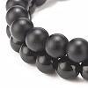 2Pcs 2 Style Synthetic Hematite & Black Stone & Natural Obsidian Stretch Bracelets Set with Cubic Zirconia Skull BJEW-JB08120-8