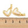 Natural Shell & Brass Heart Charms with Snap on Bails KK-P275-11G-3