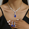 Brass Rhinestone Pendant Necklaces & Stud Earrings Sets for Women WGFE659-02-2