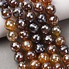 Electroplated Natural Agate Beads Strands G-B191-A07-10mm-13-1