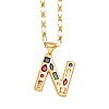 Brass Pave Colorful Cubic Zirconia Initial Pendant Necklaces FS-WG26597-14-1