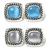 Cat Eye 304 Stainless Steel Square Stud Earrings EJEW-G400-63P-1