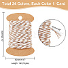 24 Cards 24 Colors Tow Tone Cotton Thread OCOR-WH0047-53-2