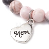 Mother's Day Theme Natural Pink Zebra Jasper Beads Stretch Bracelets for Women BJEW-JB11452-3