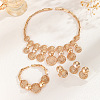 Alloy Filigree Round Floral Bracelets & Stud Earrings & Necklaces & Rings Sets for Women WGF7C8E-01-2