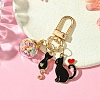 Cat Alloy Enamel Pendant Decoration HJEW-YW00016-01-1