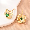 Brass Micro Pave Cubic Zirconia Stud Earrings for Women KK-A305-10G-02-2