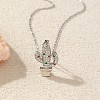 Cinco de Mayo Brass Micro Pave Cubic Zirconia Cactus Pendant Necklaces FS-WG8A002-05-1