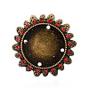 Adjustable Flower Alloy & Iron Rhinestone Bezel Cup Ring Base with Rotatable Tray MAK-T012-09AB-2