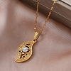 Vintage 304 Stainless Steel Glass Hollow Leaf Pendant Necklaces for Women Men MX3946-2