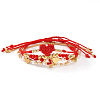 4Pcs 4 Styles Adjustable Glass & Brass Beads Braided Bead Bracelets & Brass Enamel Charm Bracelets for Women SG0180-1-5