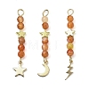 3Pcs 3 Styles Natural Carnelian Faceted Round Beaded Pendants PALLOY-JF03604-01-2