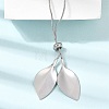 Adjustable 304 Stainless Steel Leaf Pendant Lariat Necklaces for Women SA-CBAB727-03P-2