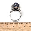 Natural Sodalite Wings Adjustable Rings RJEW-K241-04AS-06-5