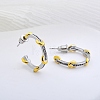 C-Shape Brass Micro Pave Clear Cubic Zirconia Stud Earrings for Women EJEW-Q391-29PG-1