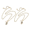 Rice Natural Pearl & Natural Dalmatian Jasper Faceted Horse Eye Pendant 304 Stainless Steel Satellite Chain Necklaces for Women NJEW-JN06261-02-2