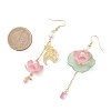 Fish with Lotus Glass & Acrylic Beads Dangle Earrings EJEW-TA00786-3