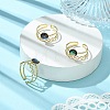 304 Stainless Steel & Natural Abalone Shell/Paua Shell Cuff Open Rings RJEW-JR01107-1