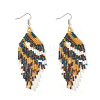 Vintage Bohemian Glass Enamel Beaded Tassel Dangle Earrings for Women TA8600-5