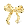 Bowknot Brass Open Cuff Rings for Women RJEW-C098-28G-2