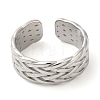 304 Stainless Steel Textured Open Cuff Ring for Women RJEW-I098-34P-2