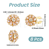 8Pcs Flower Brass & Glass Rhinestone Cufflinks FIND-CY0002-40-2