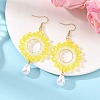 Brass Glass Beads Dangle Earrings EJEW-MZ00764-03-1
