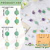 16Pcs 4 Style Round Natural Green Aventurine Pendants & Connector Charms PALLOY-SW00069-2