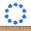 Handmade Millefiori Lampwork Heart & Natural Pearl Beaded Stretch Bracelets BJEW-JB14294-01-4