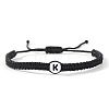Flat Round with Letter Pattern Resin Beads Braided Bead Bracelets FS-WG43323-11-1
