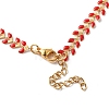 Enamel Ear of Wheat Link Chain Necklace NJEW-P220-02G-04-4