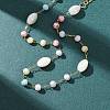 Glass Round Beads & Natural Shell Barrel Beads Link Bracelets BJEW-G774-03G-3