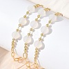 Natural White Agate Faceted Flat Round Beaded Brass Paperclip Chain Bracelets GG-CBA37F5-02G-03-1