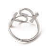 Non-Tarnish 304 Stainless Steel Feminie Sign Open Cuff Ring for Women RJEW-B027-01P-3