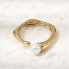 304 Stainless Steel with Imitation Pearl Cuff Open Rings for Women RJEW-Z144-01G-02-1