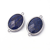 Platinum Tone Brass Lapis Lazuli Links connectors X-G-F339-B09-2
