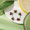 Cherry Glass Beads Finger Rings RJEW-JR00728-2